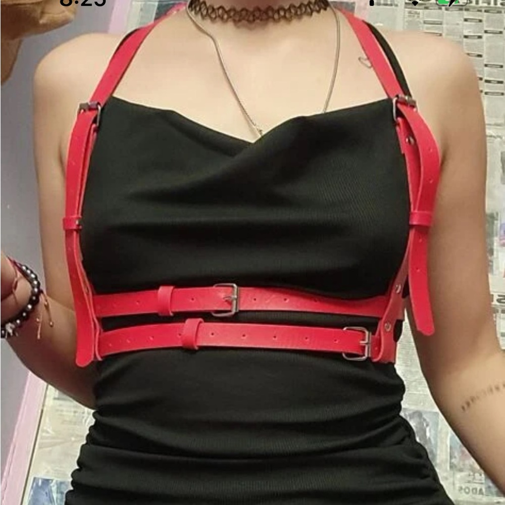 Red Underbust Double Harness Belt New - Picture 8 of 9